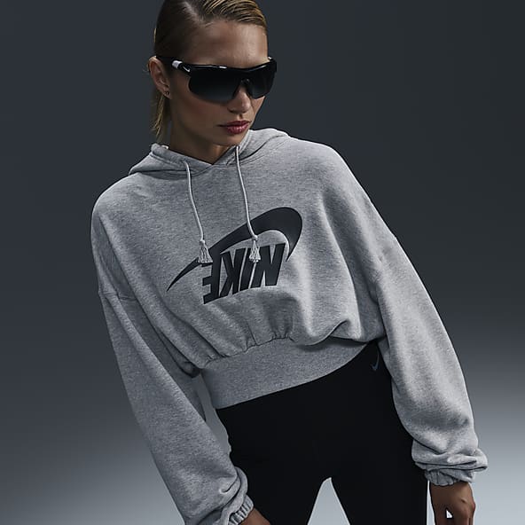 Grey Cropped Hoodies. Nike